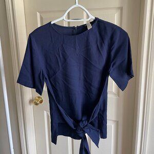 Club Monaco Navy Blue XS Short Sleeve Work Top, Crew Neckline